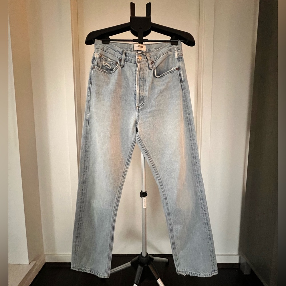 Agolde Light Wash High Rise Straight Jeans